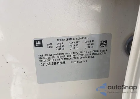 2014 Chevrolet Malibu 1Lt from USA, damaged, VIN 1G11C5SL0EF113038